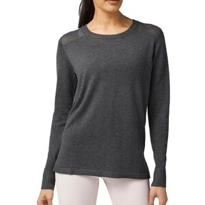 Lululemon Back to Balance Sweater Split Back Long Sleeve in Charcoal Gray